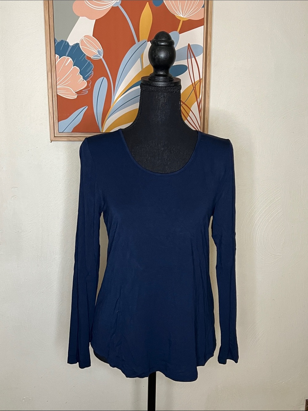 Soma Cool Nights Long-Sleeve Pajama Top in Nightfall Navy Size XS